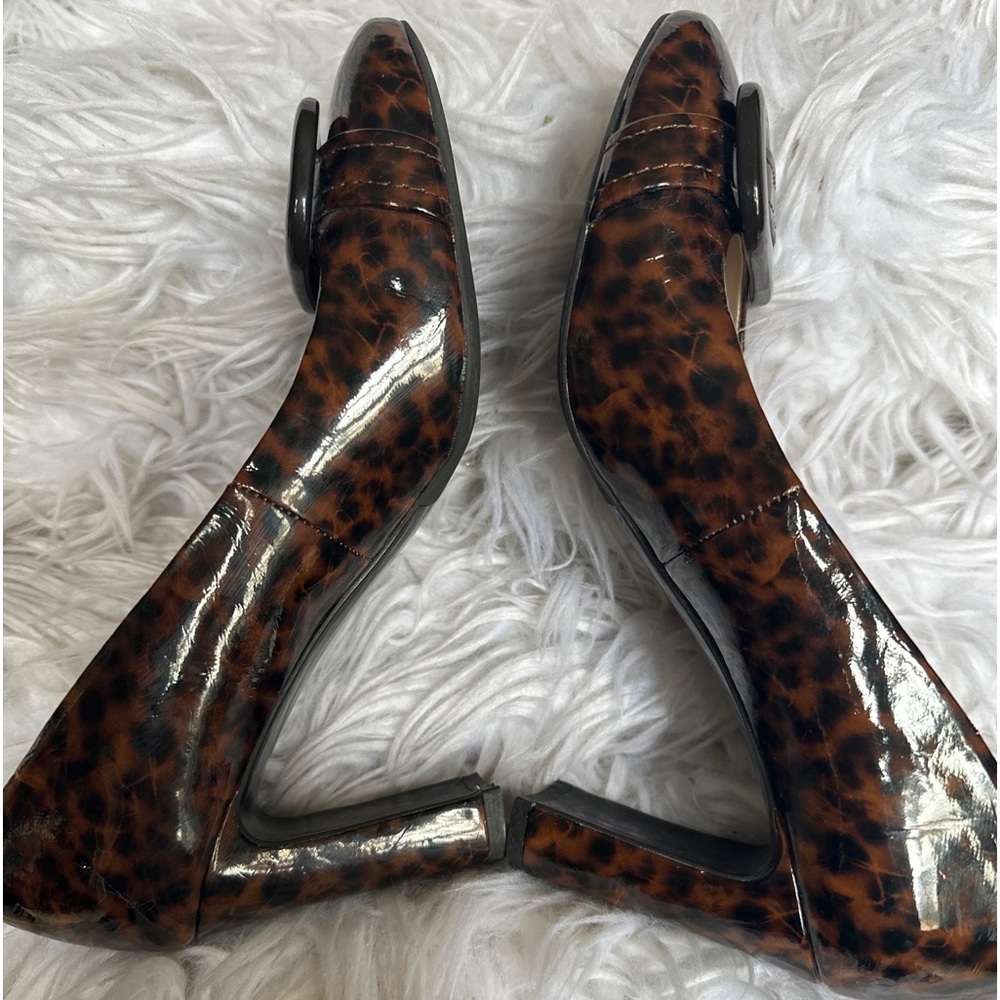 FRANCO SARTO Patent Leopard W/ Buckle Wide heel Sz. 6.5 M